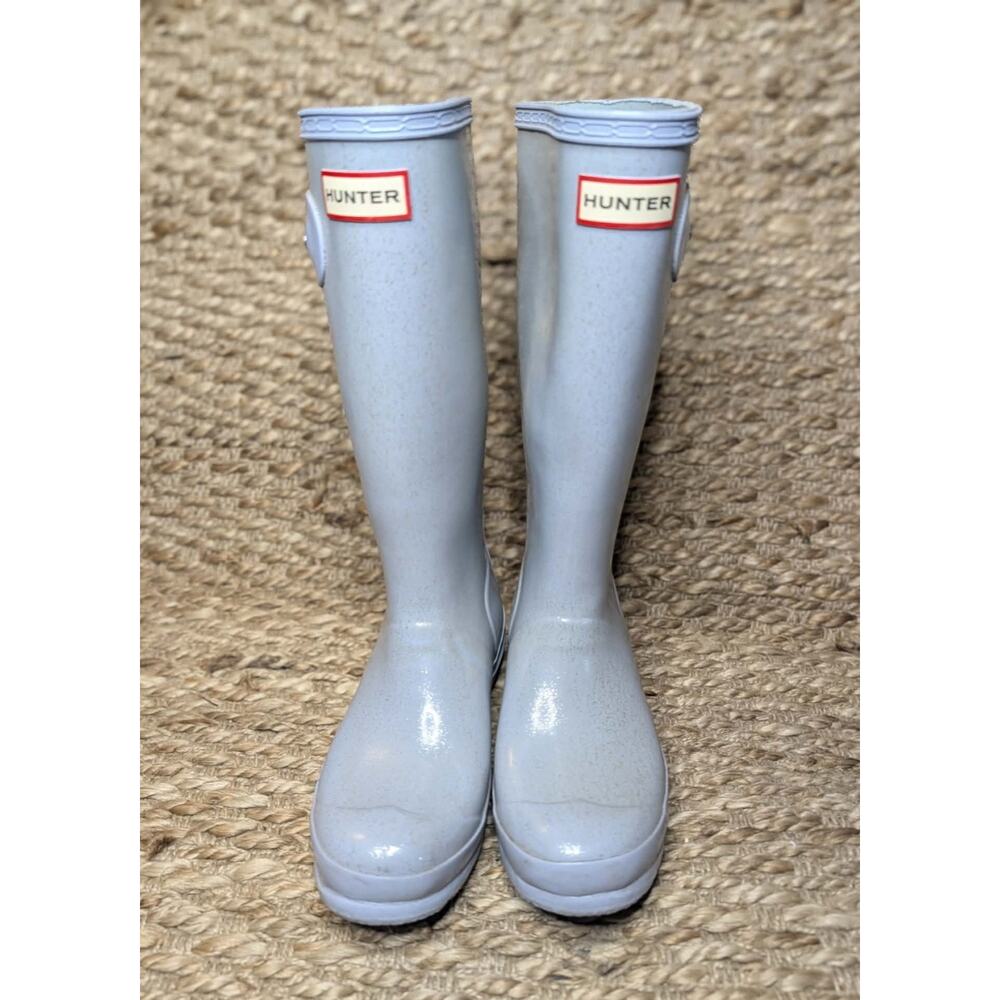 Hunter Original Tall Rain Boots Blue Sparkle Women's 6 Outdoor Waterproof - Picture 4 of 11